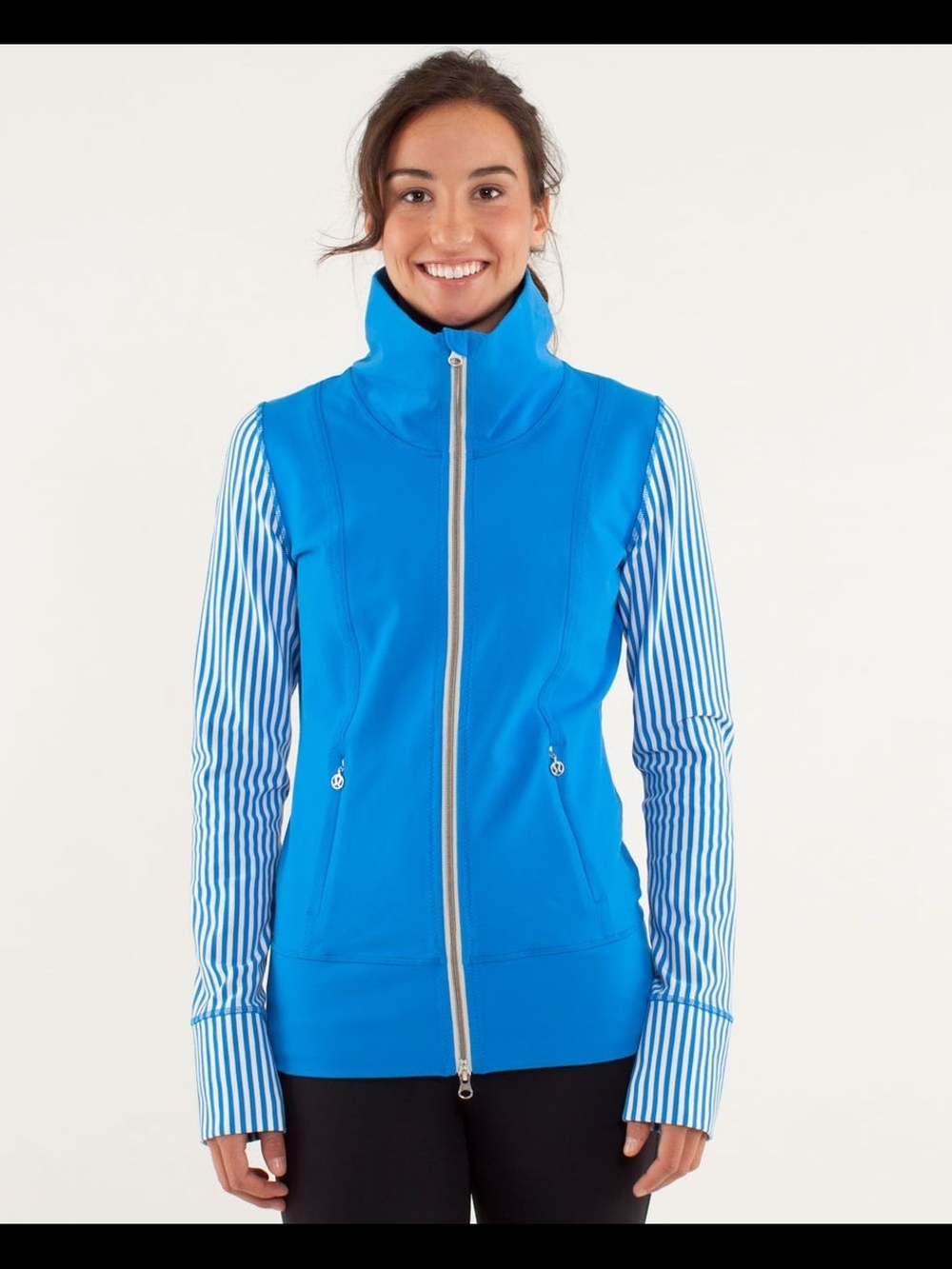 Lululemon Daily Yoga Jacket Classic Stripe Polar Cream Beaming Blue 4